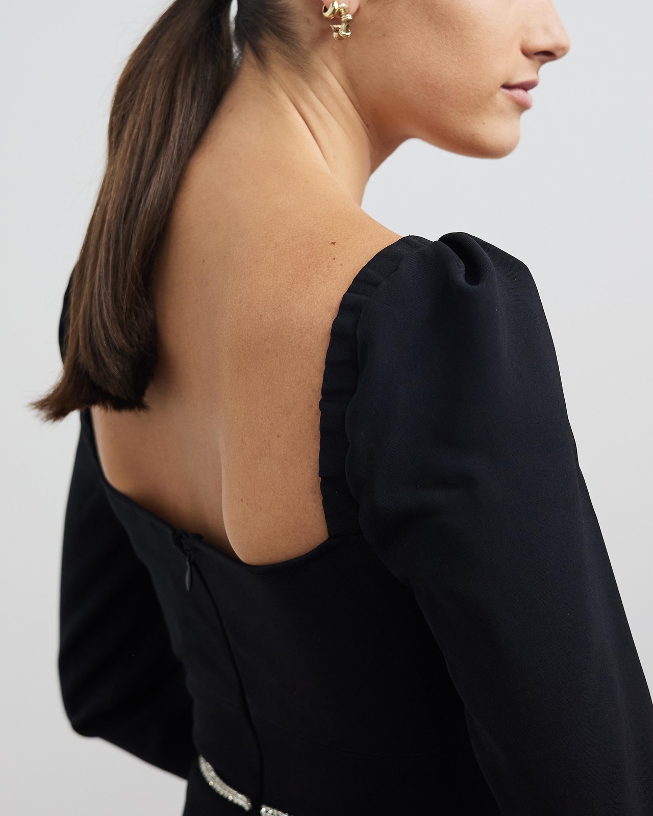 self portrait black crepe diamante mini dress Cut Out Long Sleeve Dress Going Out Festival Holiday Dress – Styledup.co.uk main image 1
