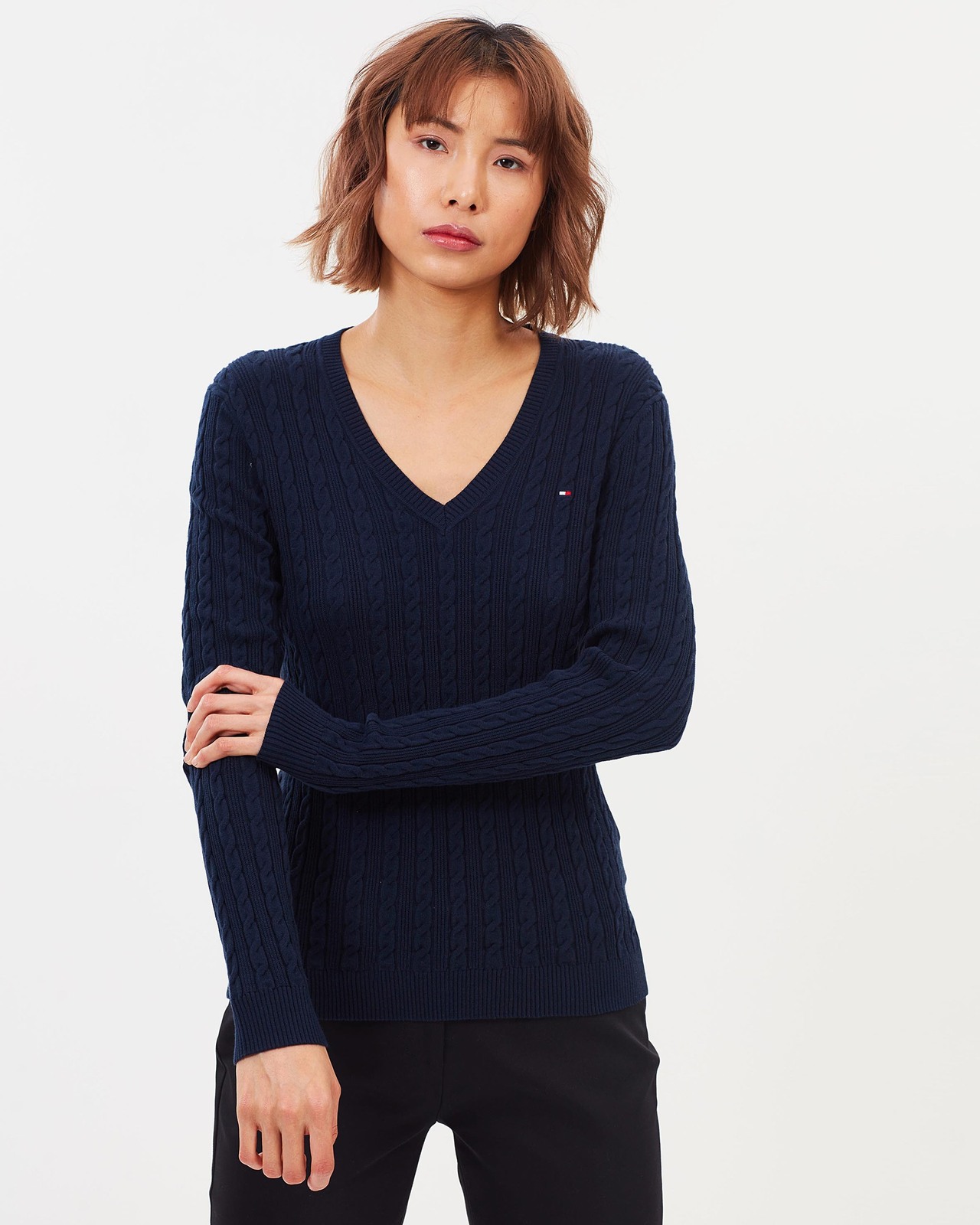 Classic Cable V-Neck Knit