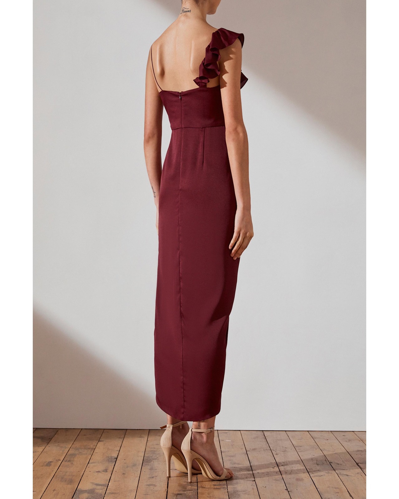 shona joy asymmetrical frill dress Shona Joy Layla Asymmetrical Ruffle Maxi Dress in Sky – Coco & Lola main image 0