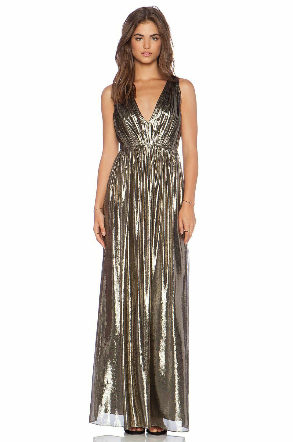 Alice + Olivia Pleated Bronze Maxi Dress AirRobe