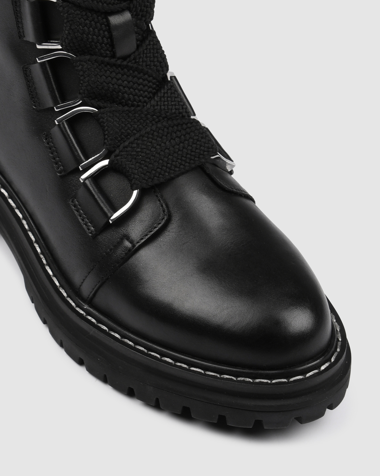 Jo Mercer Black Leather Flat Boots Ladies JO MERCER Women's Black