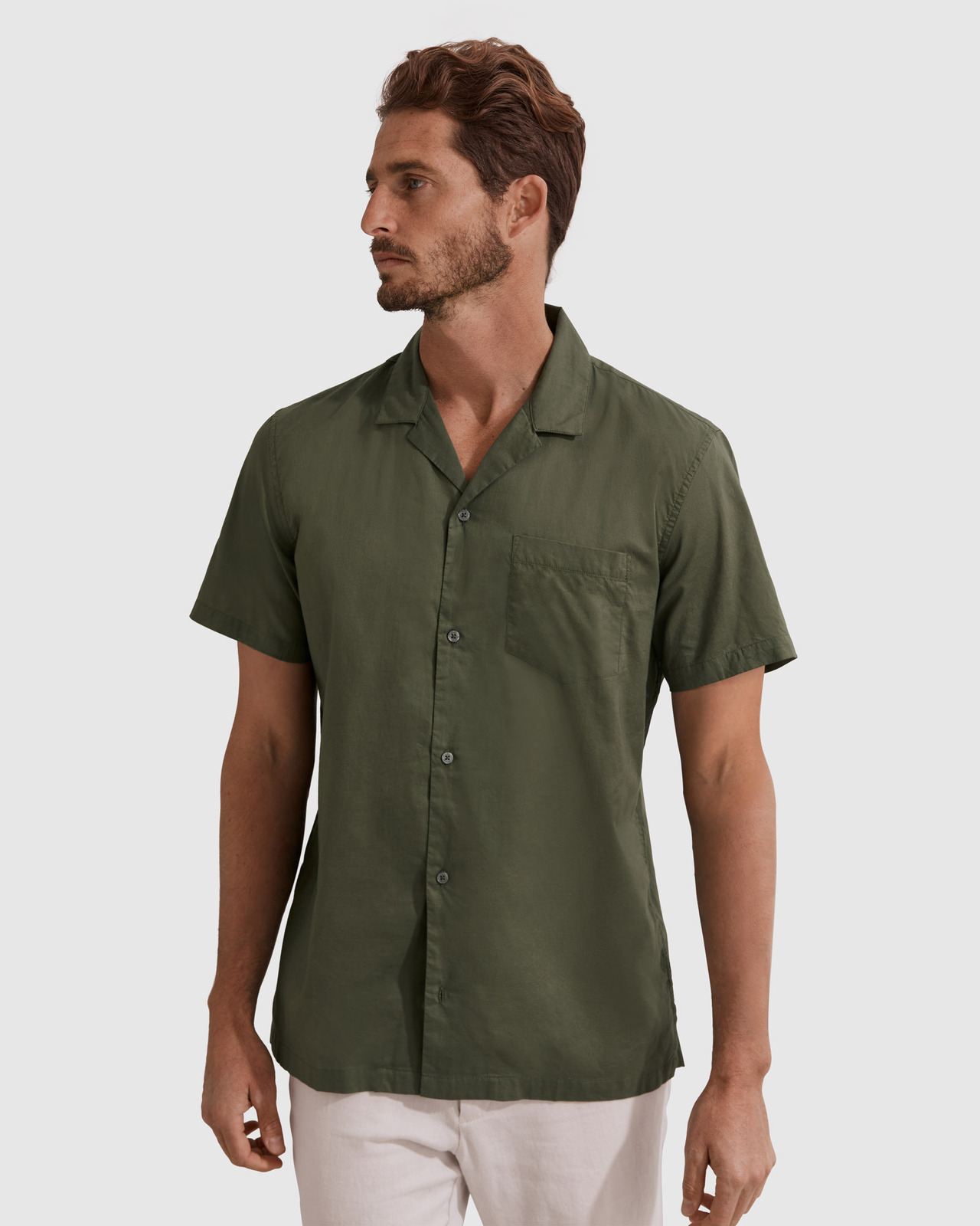 Short Sleeve Regular Fit Revere Voile Shirt