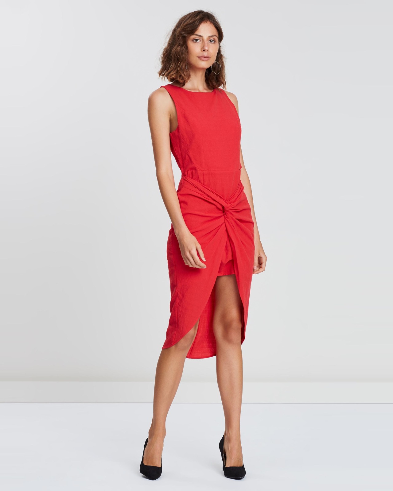 Twist Front Midi Dress