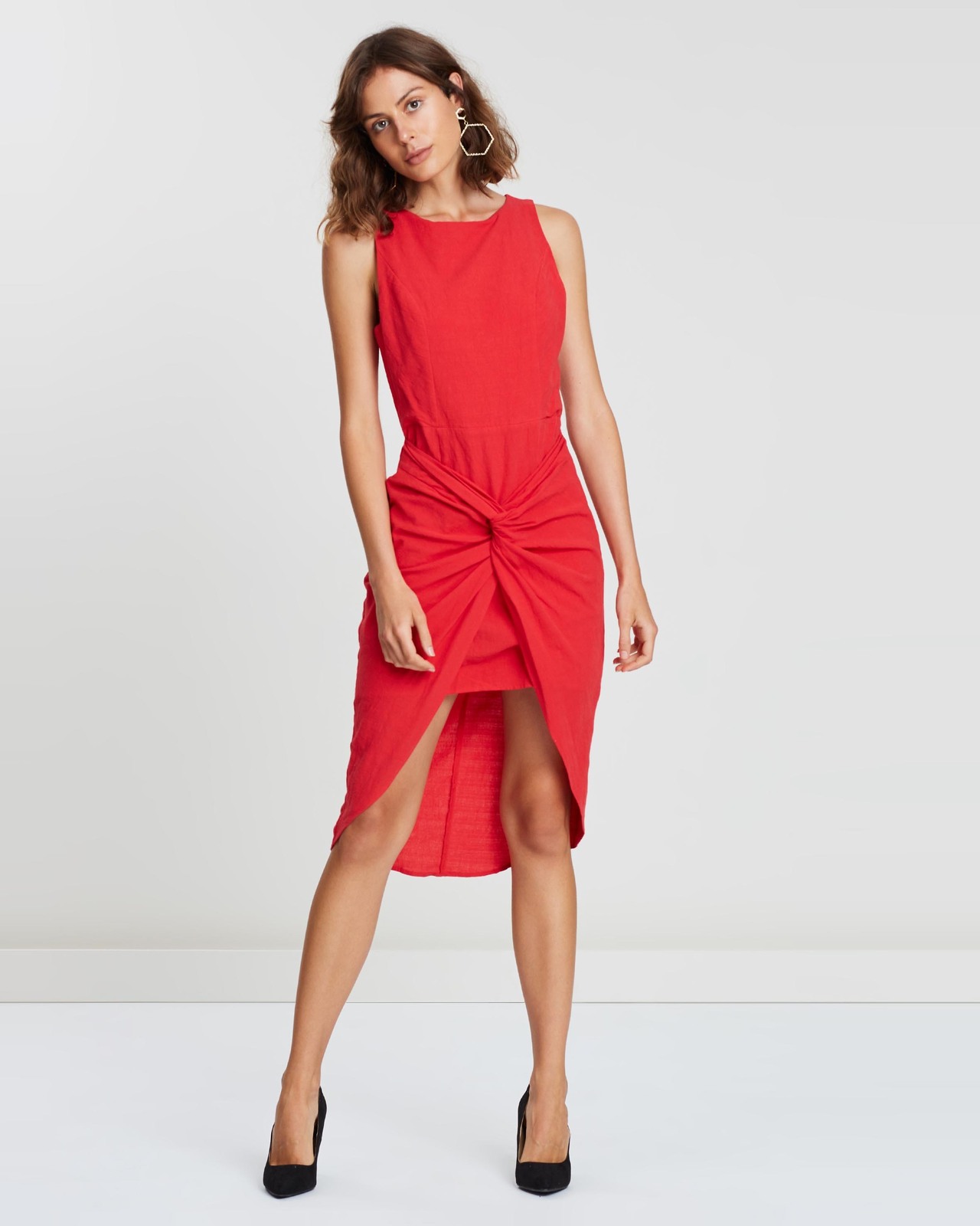 Twist Front Midi Dress