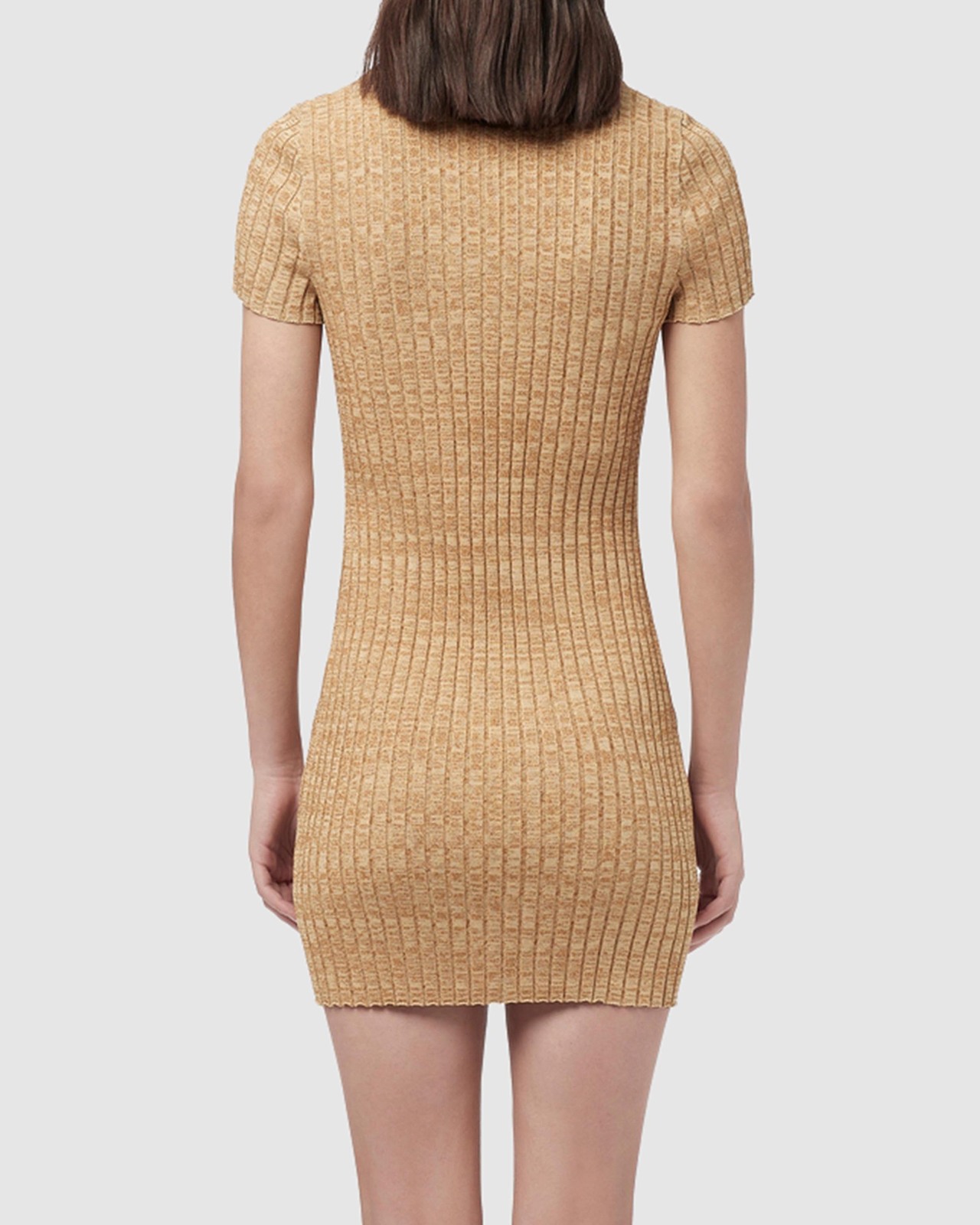 Mixed Stitches Knit Mini Polo Dress