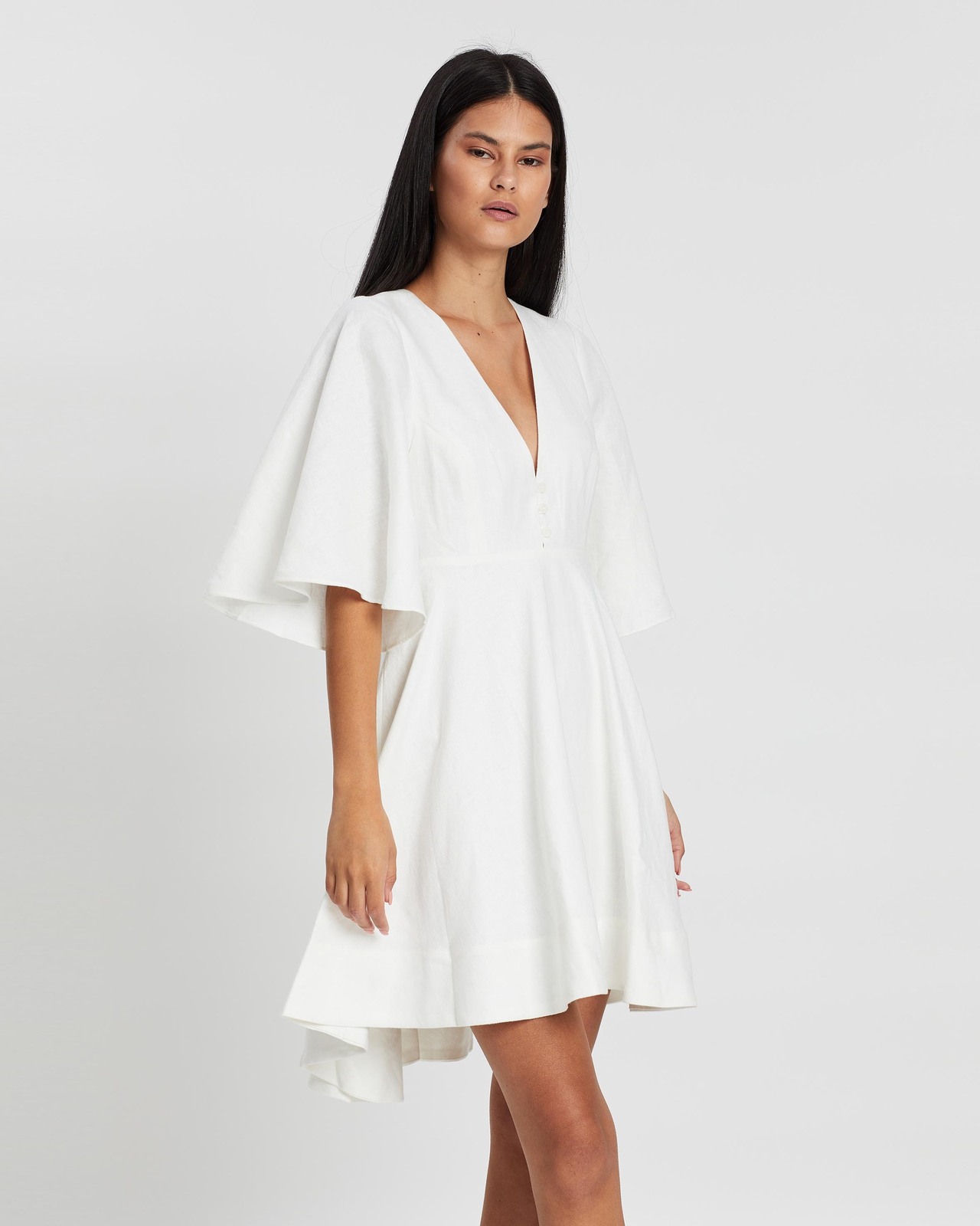knee length dresses for ladies La Lune Long Sleeve Backless Mini Dress | Cream | Dresses main image 1