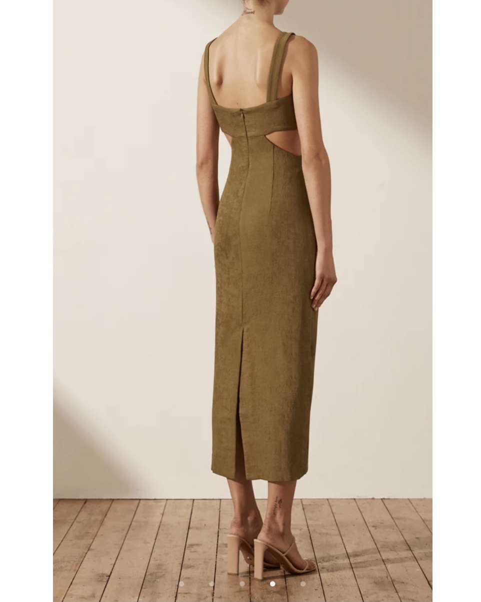 Shona Joy Simone Gathered Cut Out Midi Dress