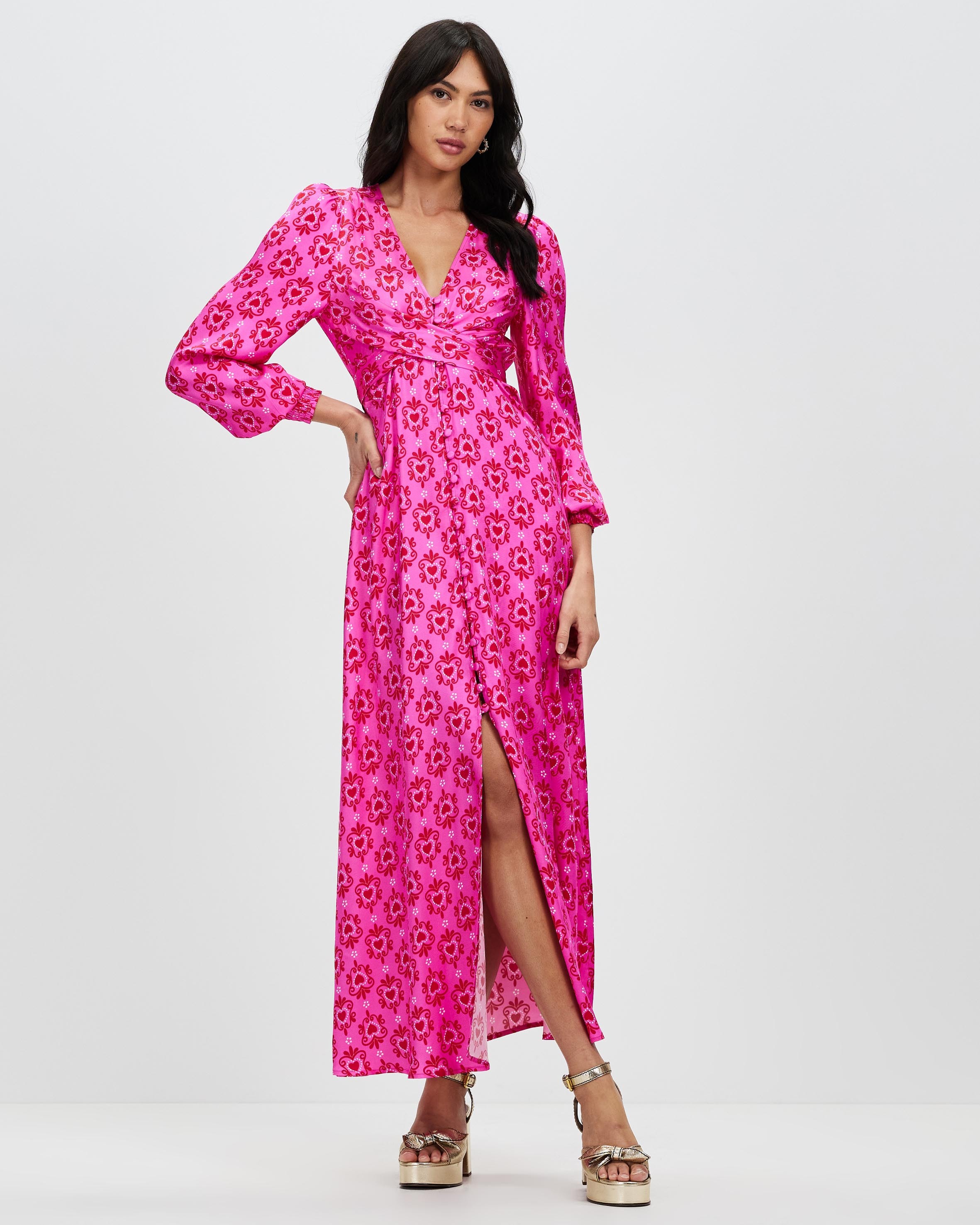 chinese dress ladies Kitri Daphne Patched Toile De Jouy Maxi Slip Dress