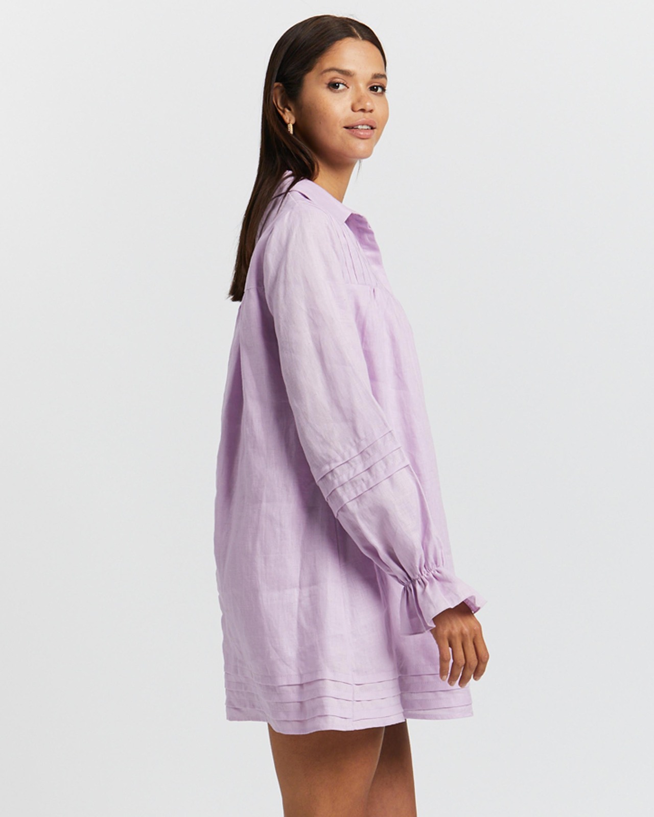 Linen Button Through Smock Dress