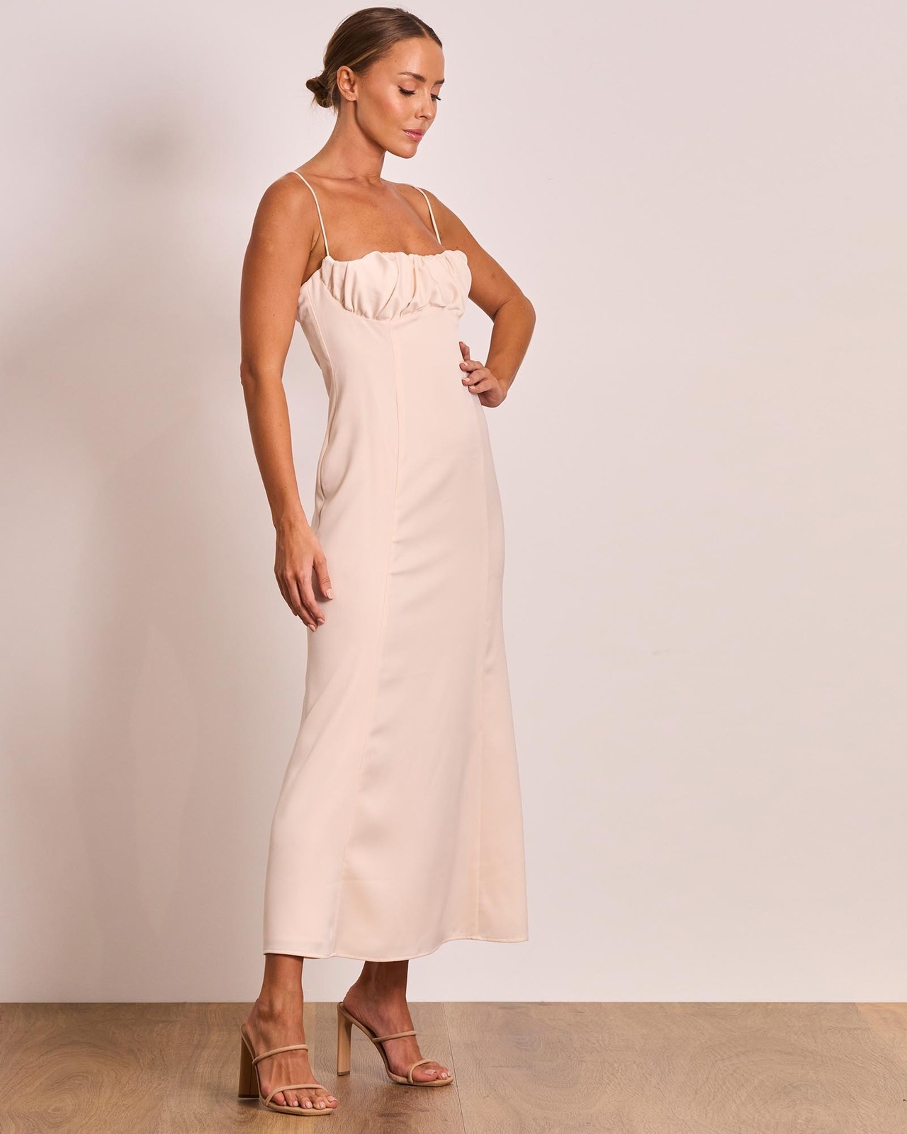 knee length dresses for ladies Lucia Satin and Lace Midi Dress