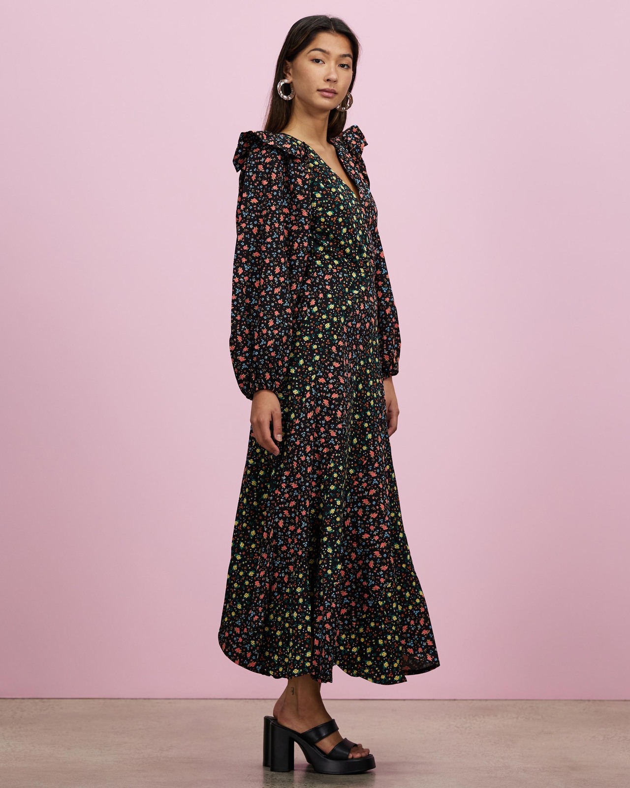 Topshop Mixed Floral Poplin Chuck On Dress - Multi