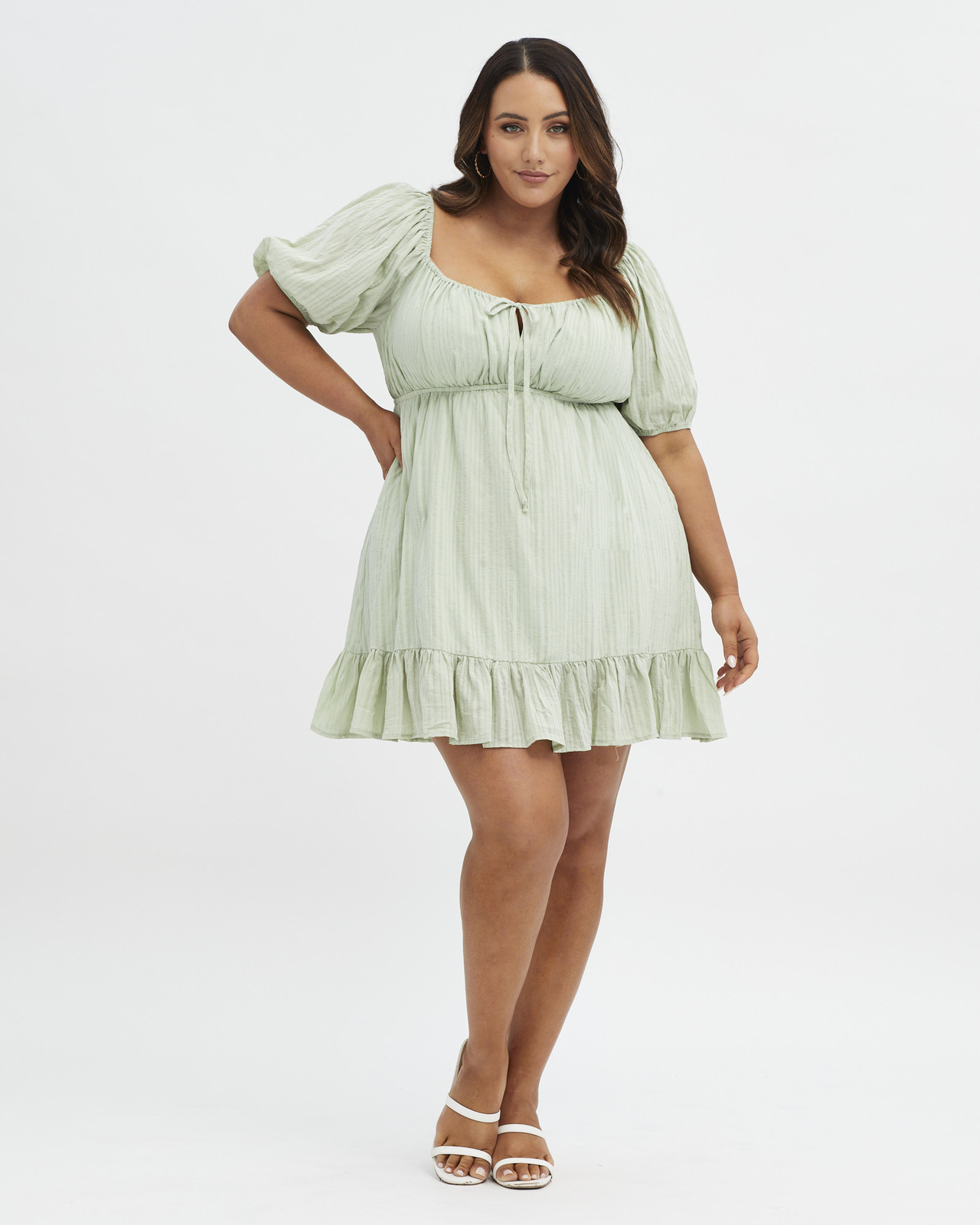 Skater Dress Scoop Neck Short Sleeve Tie