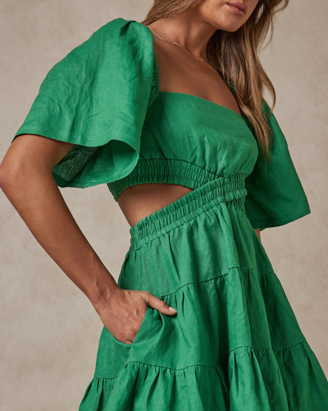 AERE Shirred Cross Front Mini Dress - AirRobe