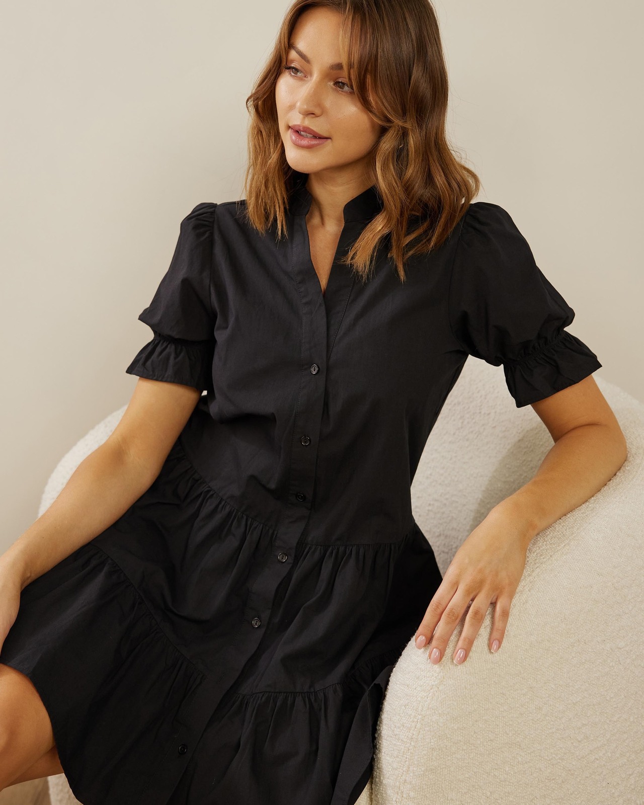 Lilah Tiered Cotton Mini Dress