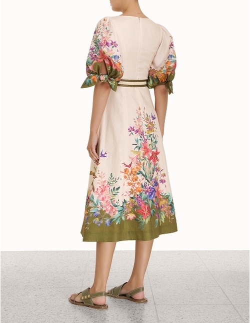 Tropicana tie sleeve midi dress