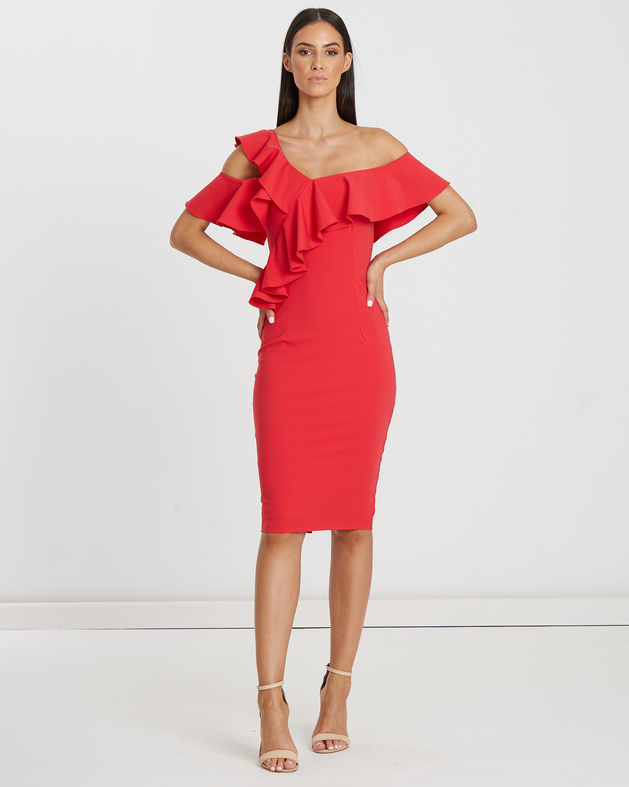 Arusha Frill Cold-Shoulder Dress