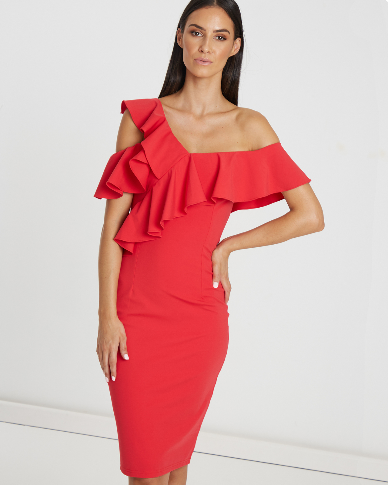 Arusha Frill Cold-Shoulder Dress