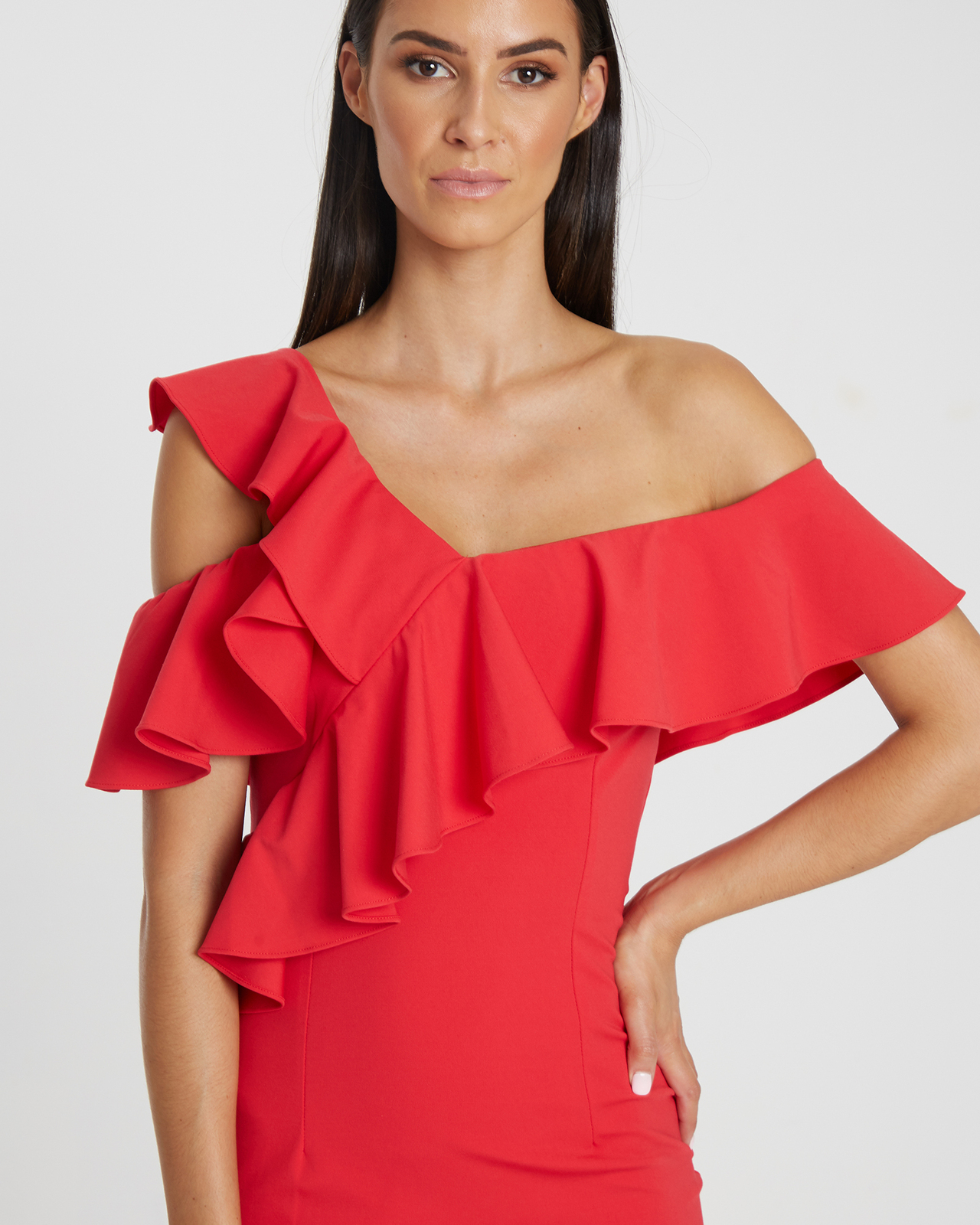 Arusha Frill Cold-Shoulder Dress