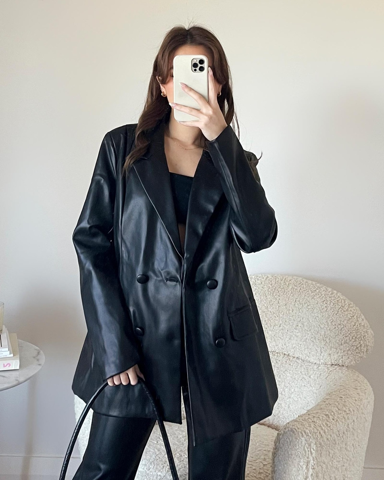 Oversized Biker Missguided Oversize Lederjacke Missguided Black