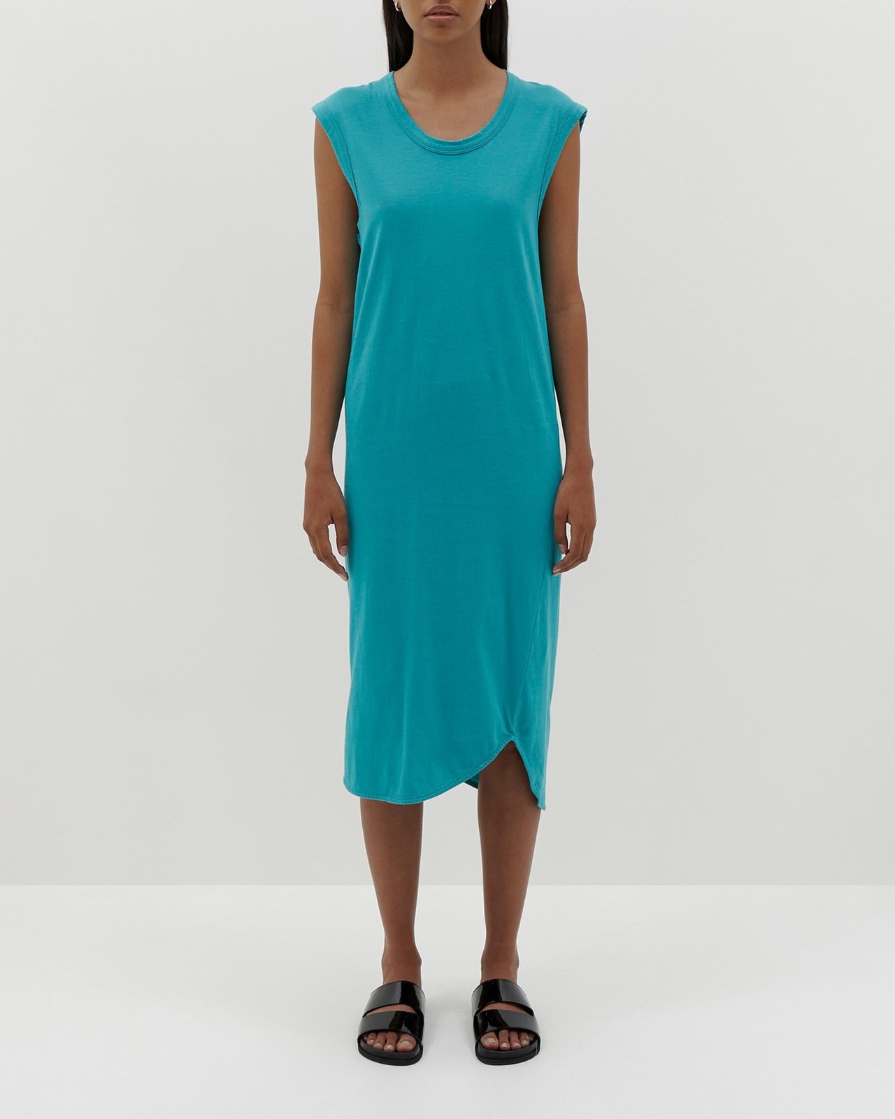 bassike green dress Bassike Knotted back Cotton Dress