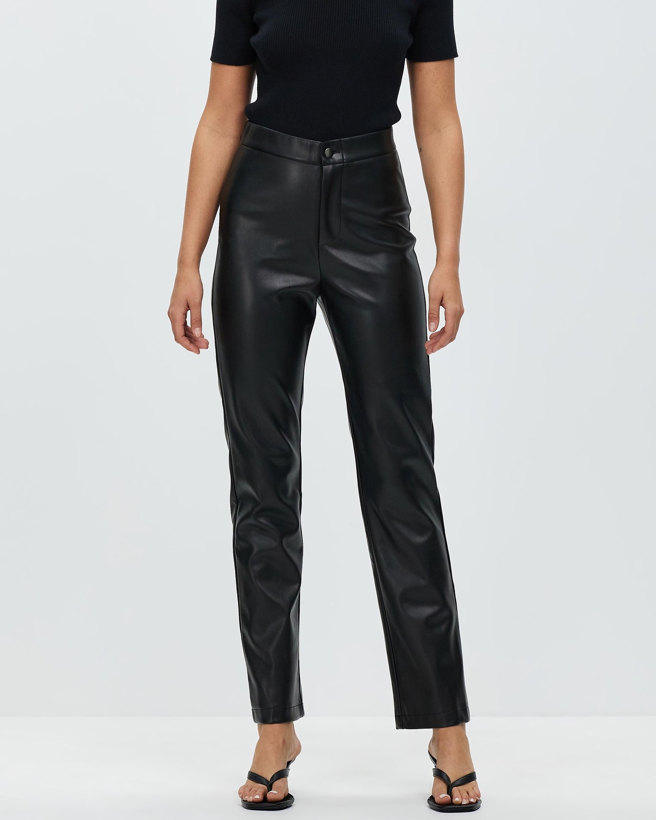 Keisha Straight Leg Leather Look Pants