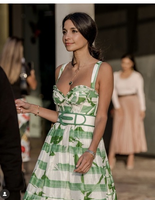 leo lin rose bustier midi dress Leo Lin - Rose Bustier Midi Dress - Opulent Print in Verdant