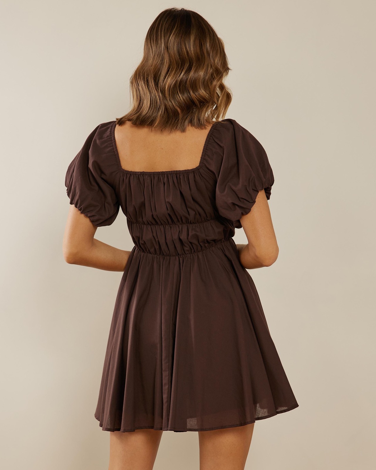 Brianna Puff Sleeve Cotton Mini Dress