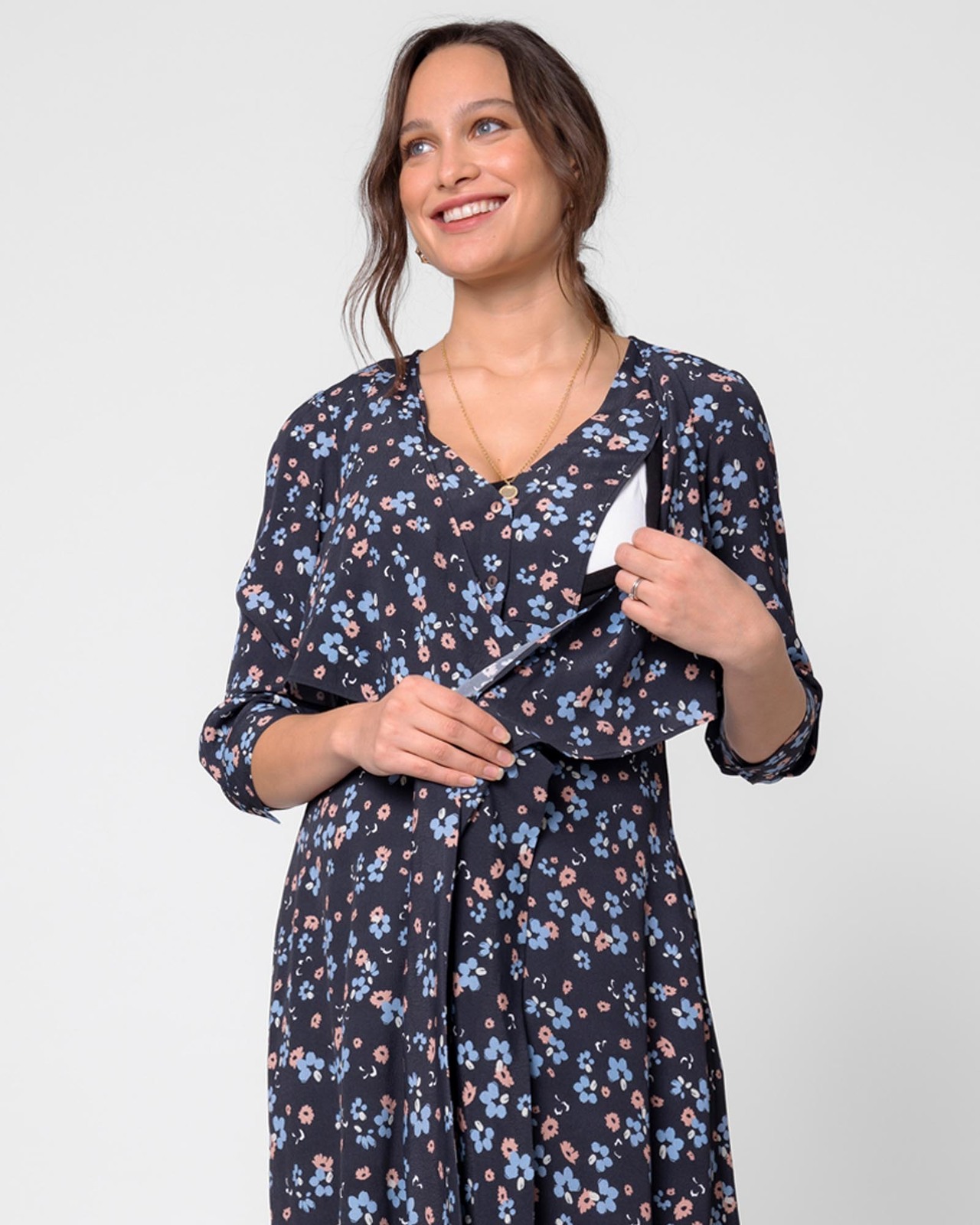 Joy Button Down Wrap Maternity Dress