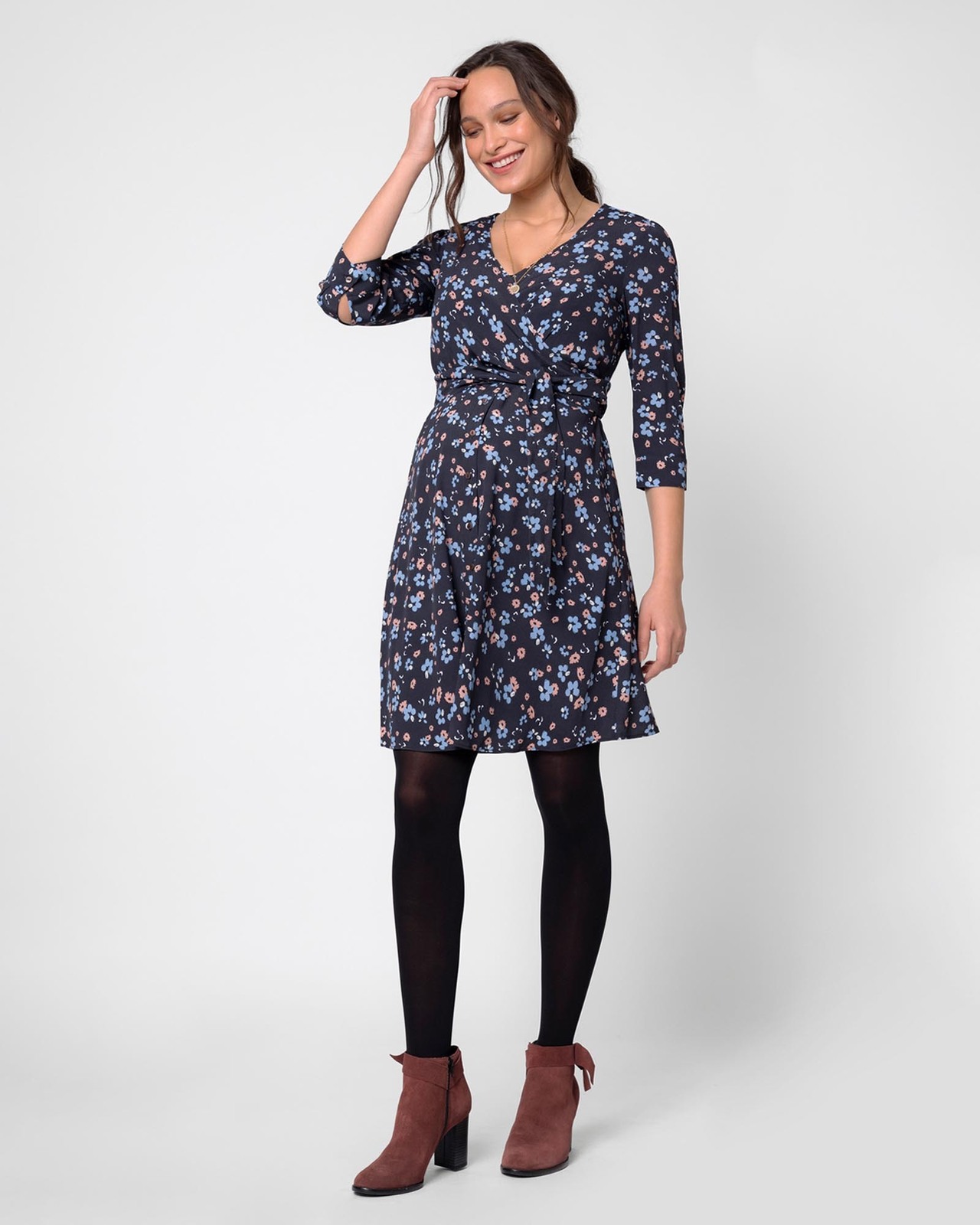 Joy Button Down Wrap Maternity Dress