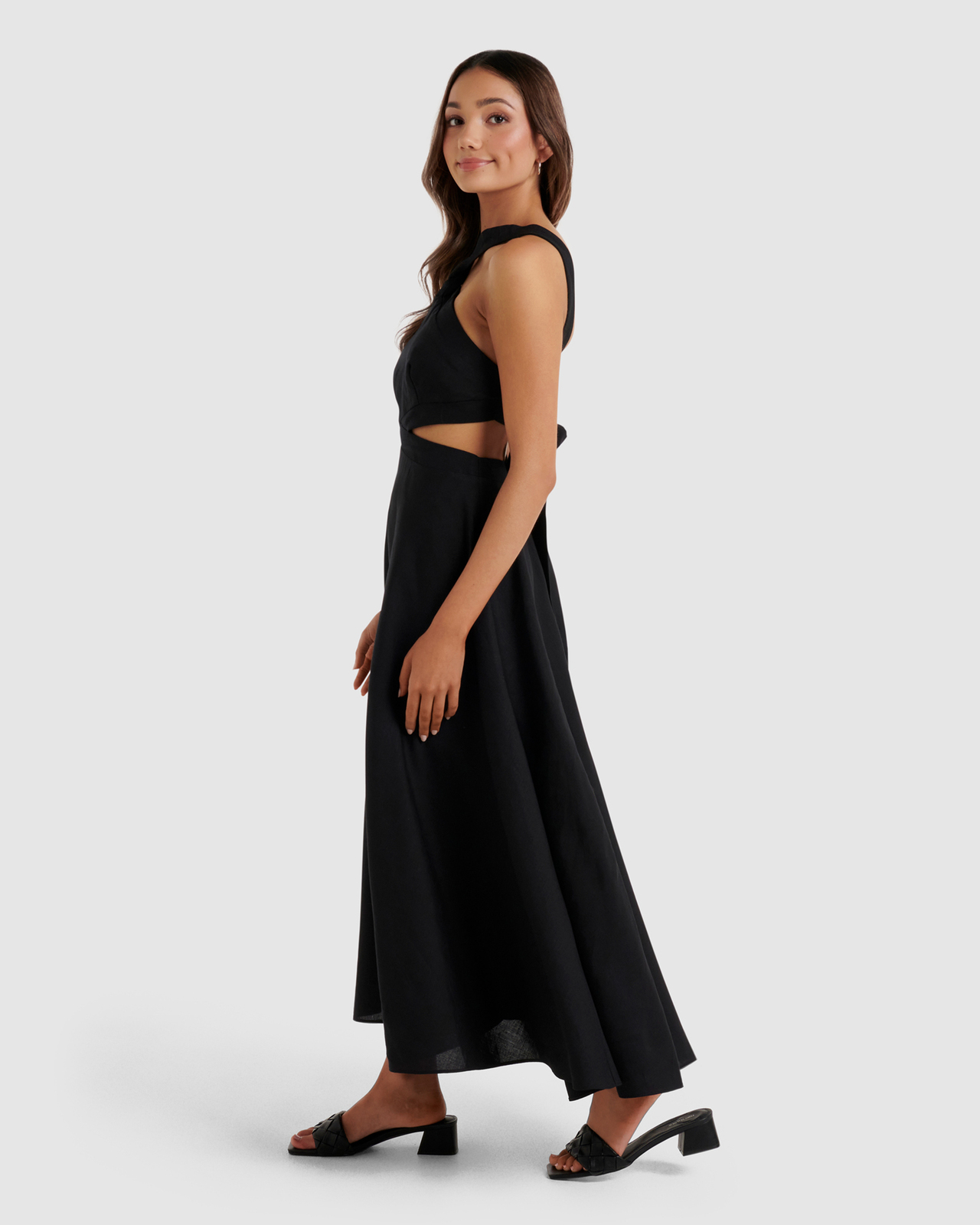 Justine Petite Linen Cross Back Midi