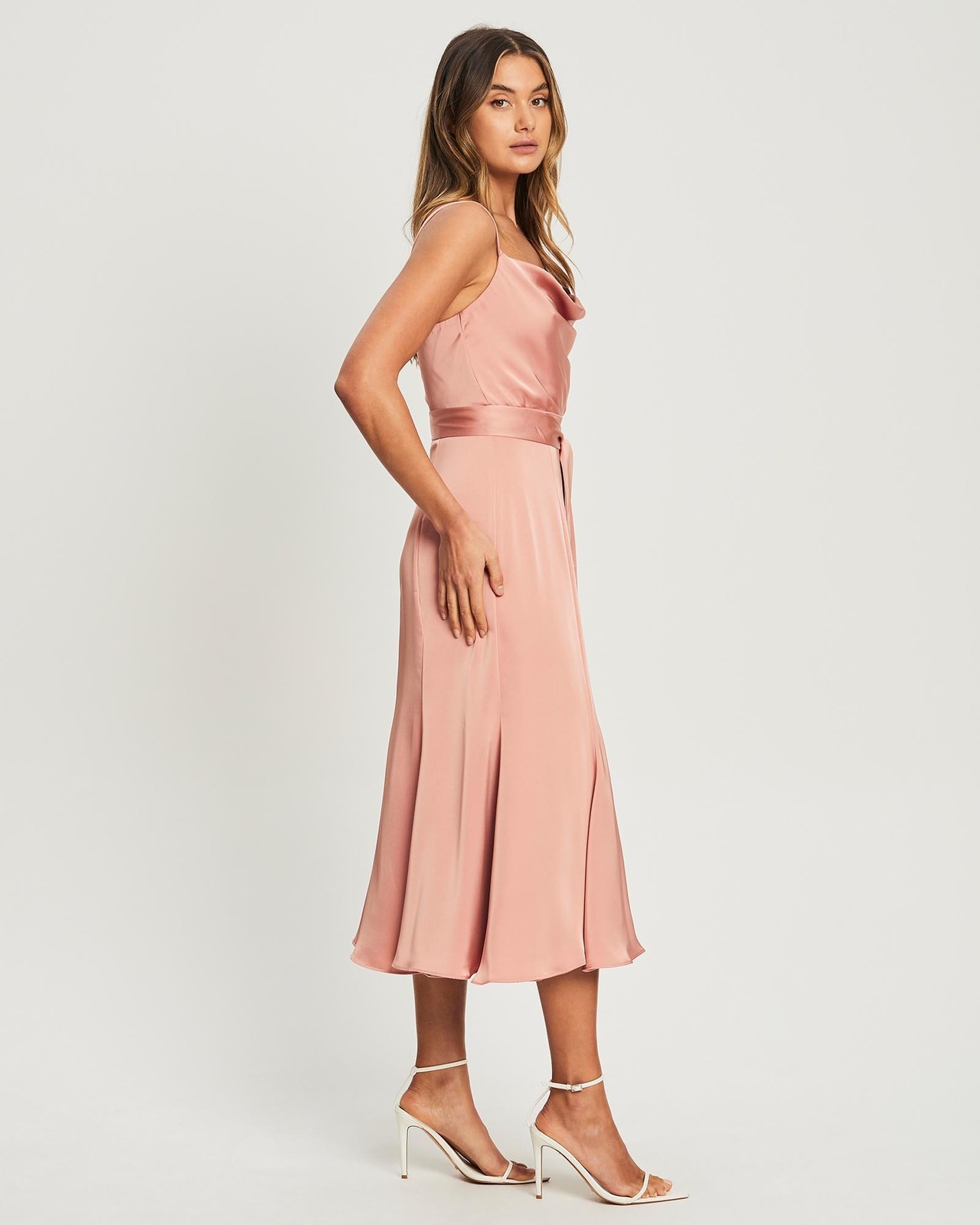 knee length dresses for ladies Georgina Chiffon Midi Dress / Black | Meshki main image 1