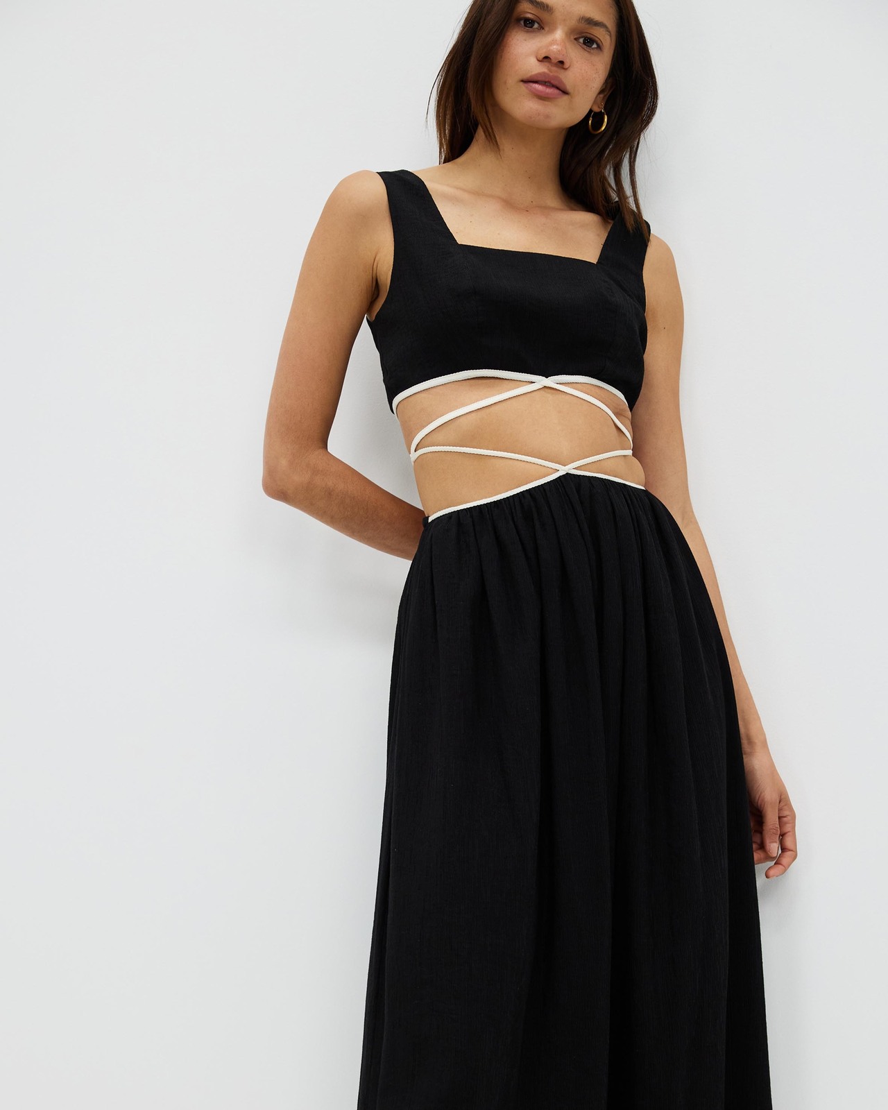 Cross Front Crinkle Maxi Dress