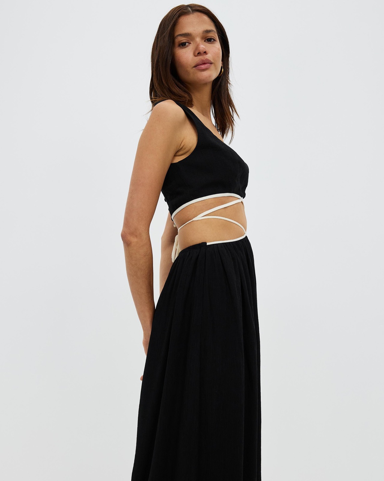 Cross Front Crinkle Maxi Dress