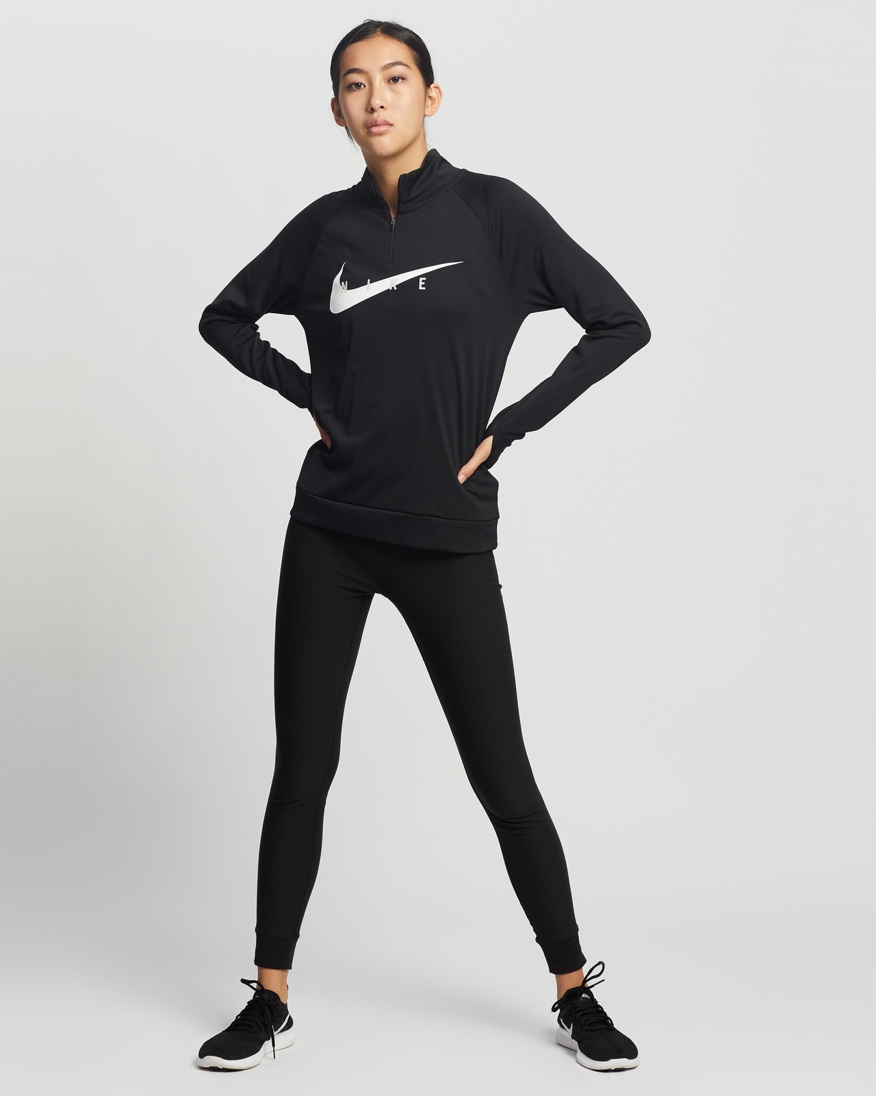nike running swoosh half zip mid layer top