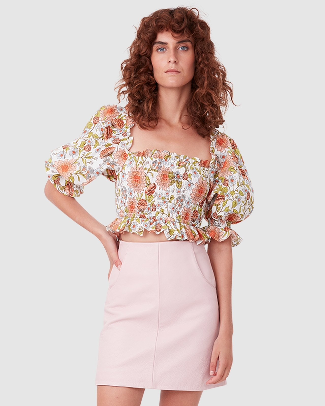 A Line Leather Mini Skirt