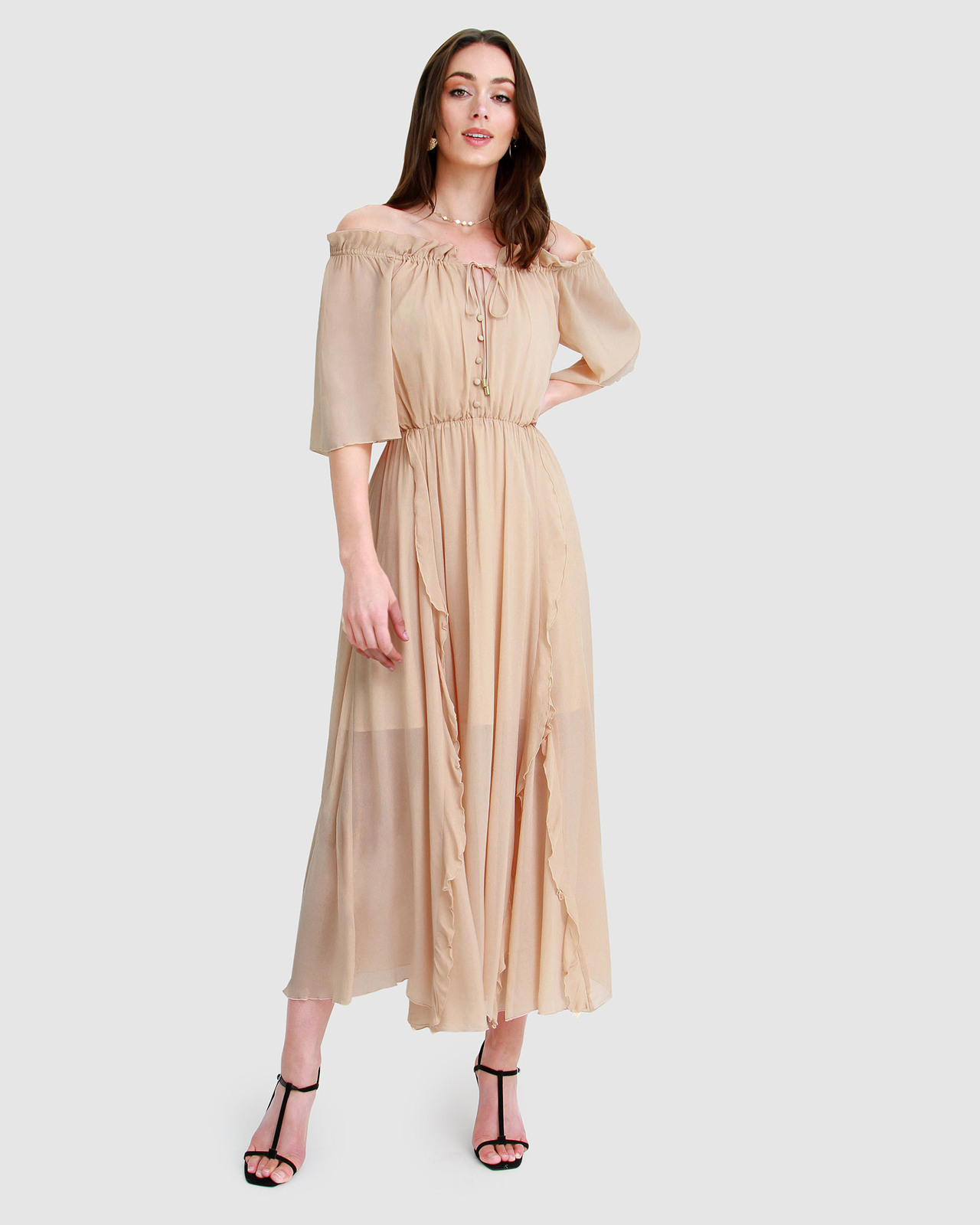 amour ruffle midi dress Aje