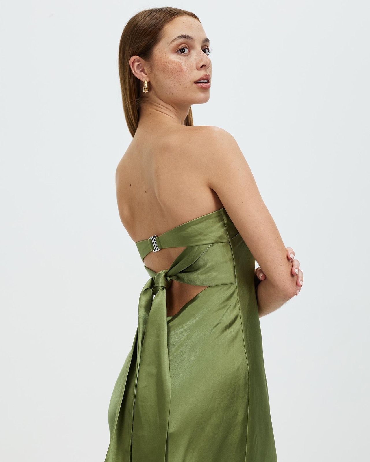 Third Form Satin Tie Back Strapless Midi - AirRobe