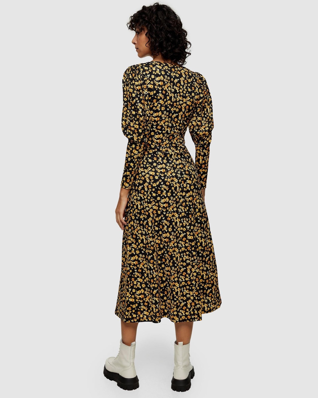 V-Neck Textured Midi Dress