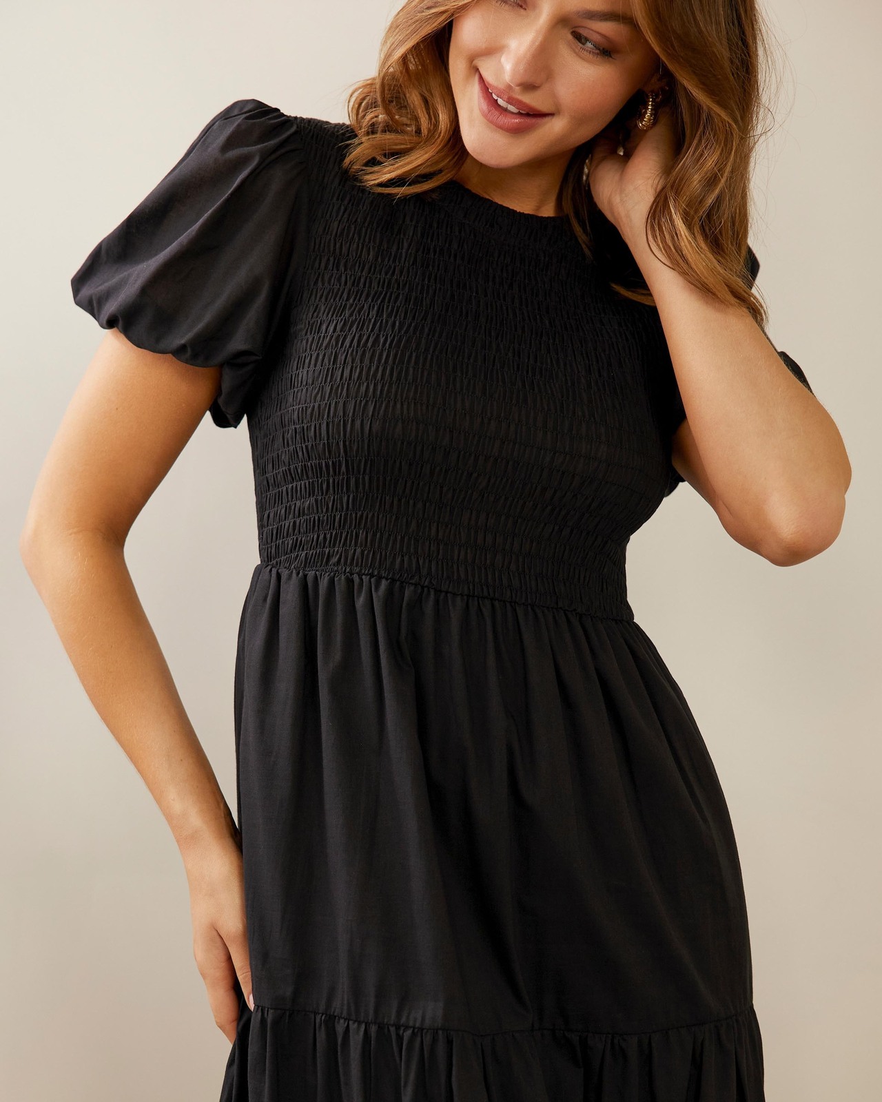 Stella Shirred Midi Dress