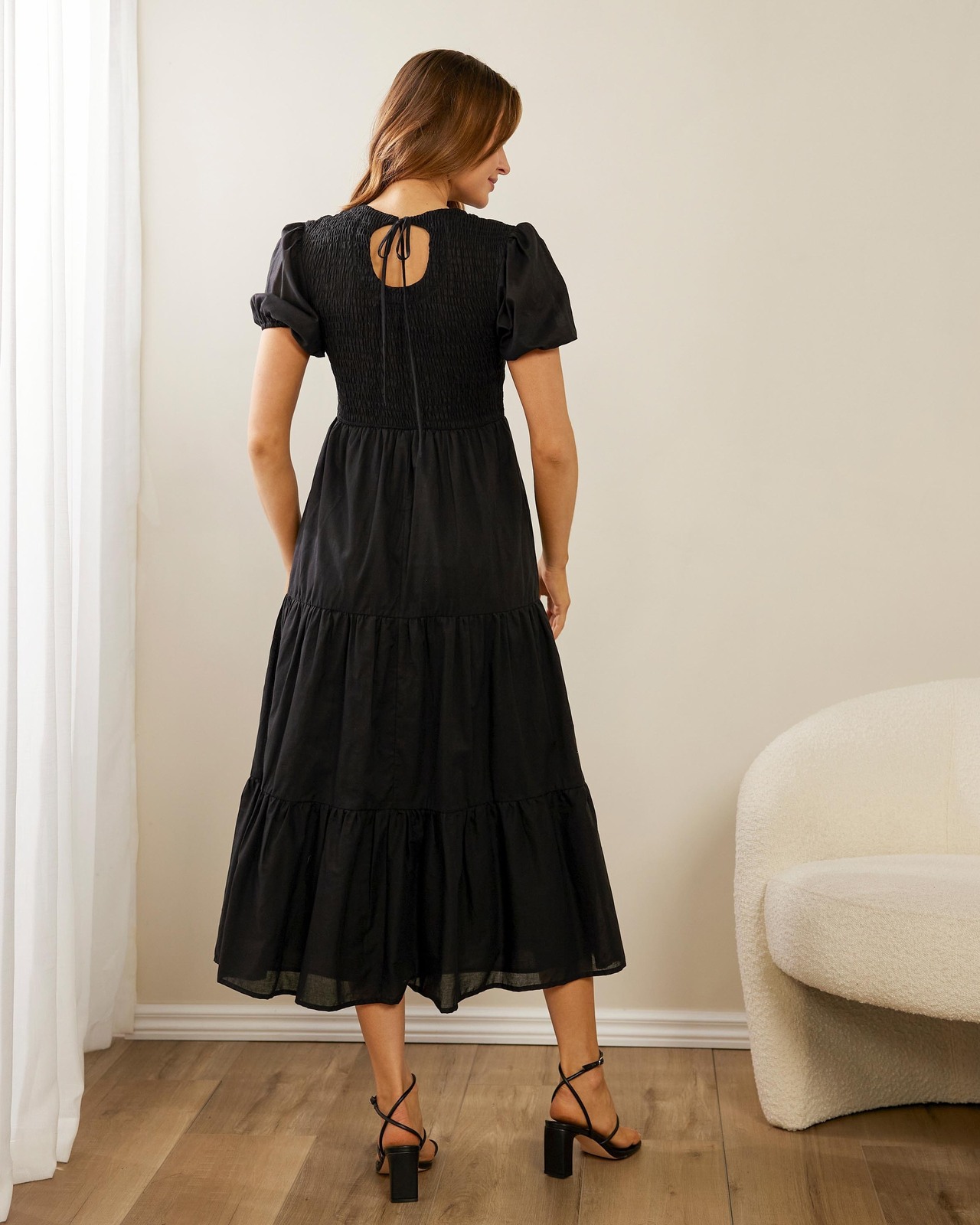 Stella Shirred Midi Dress