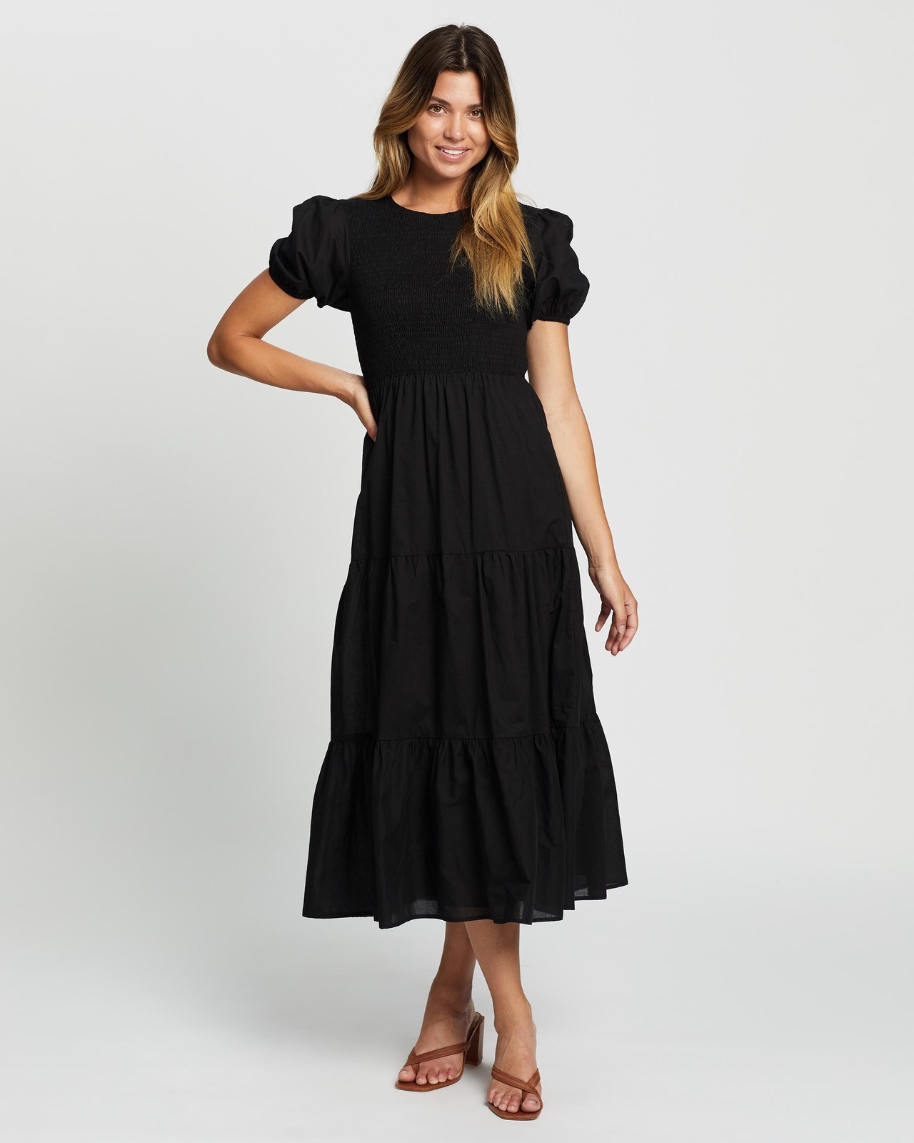 Stella Shirred Midi Dress