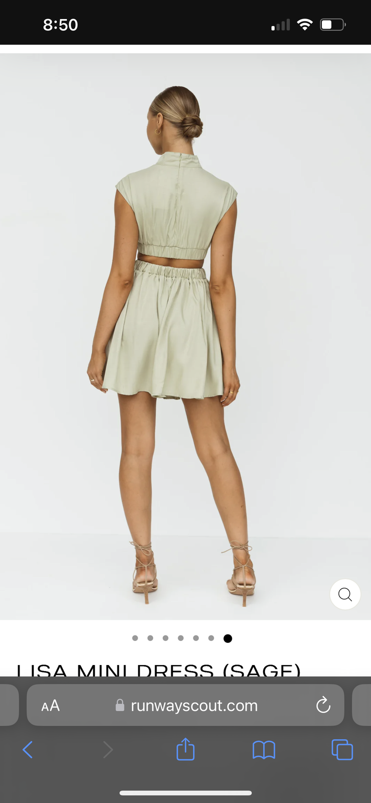 Lisa Mini Dress Sage Size 8