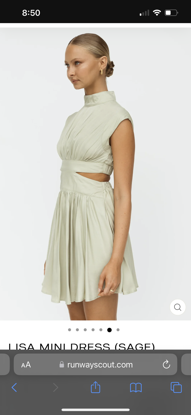 Lisa Mini Dress Sage Size 8