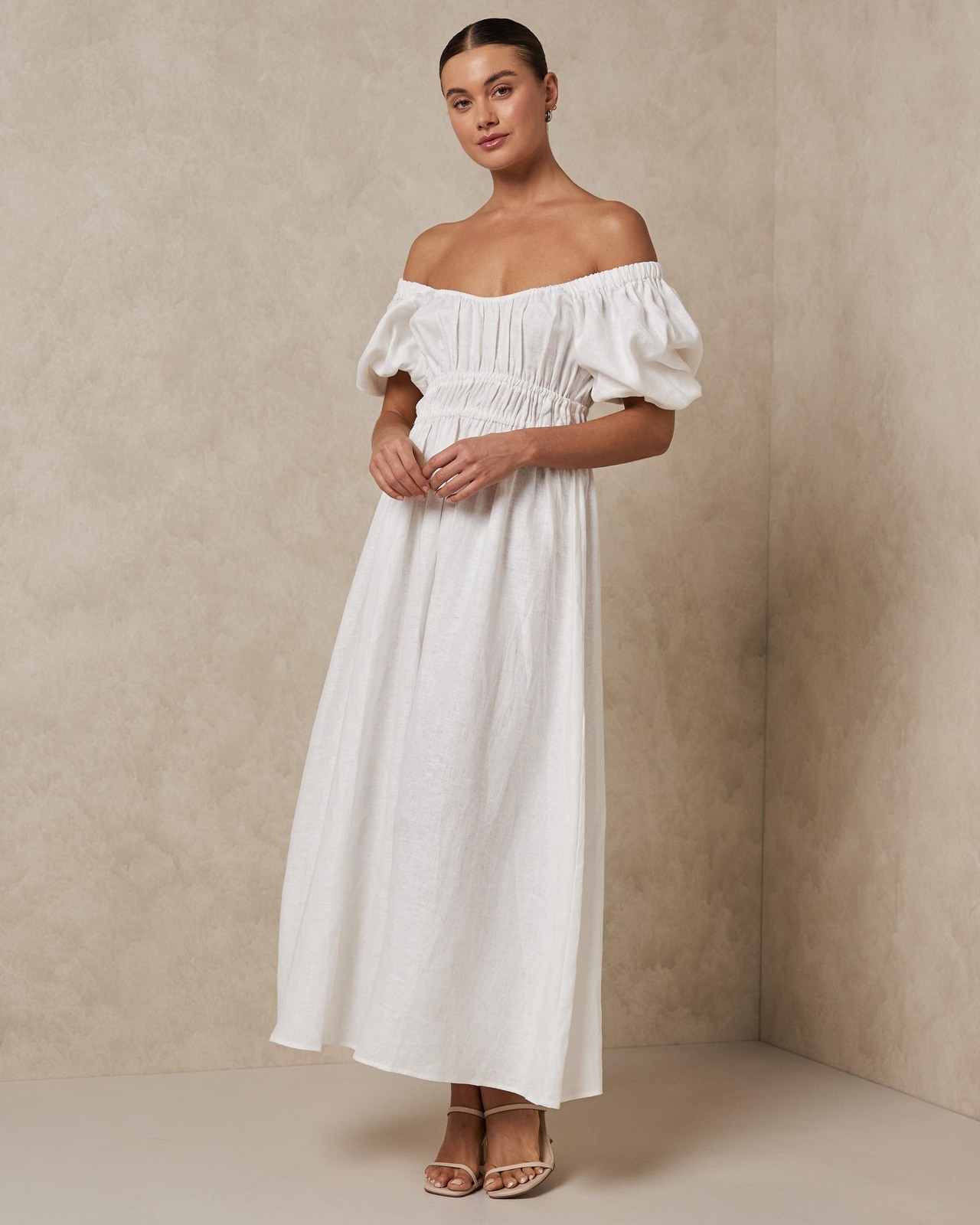Tie Detail Linen Midi Dress