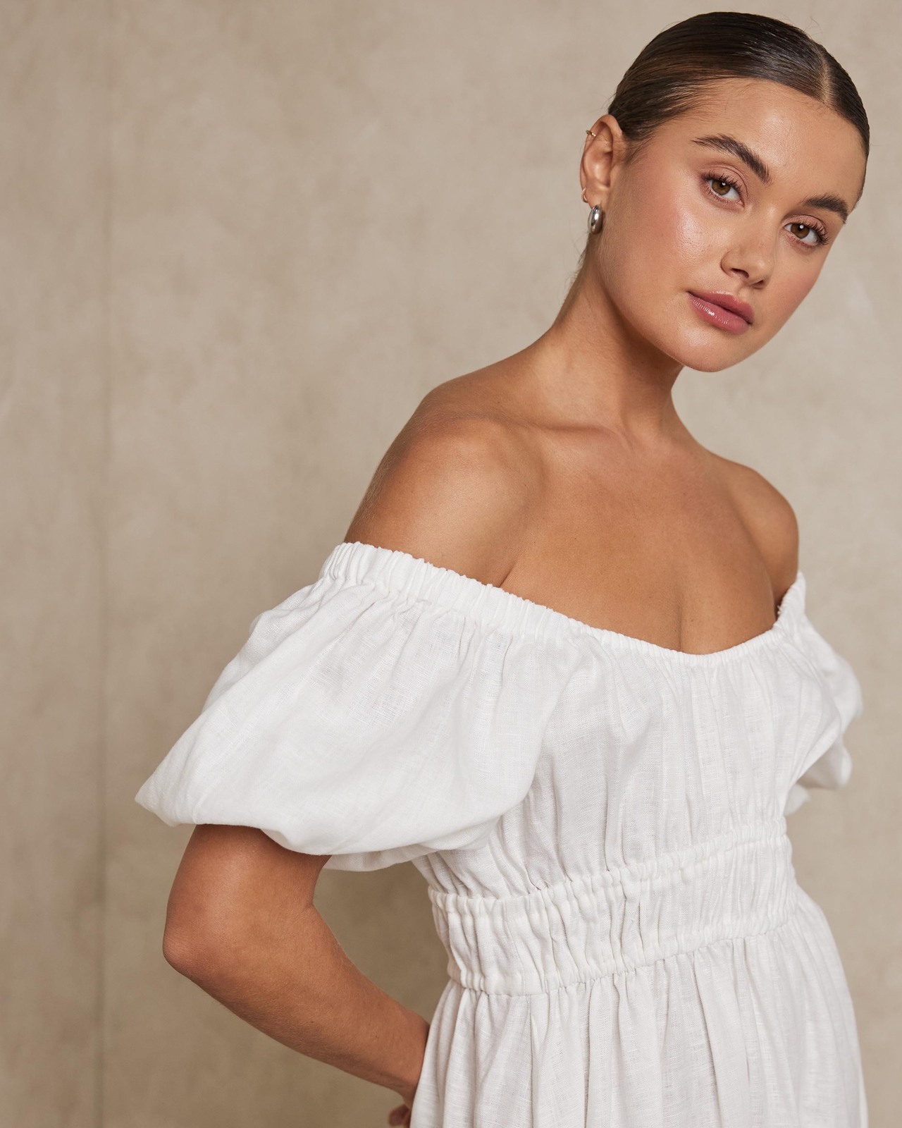 Tie Detail Linen Midi Dress