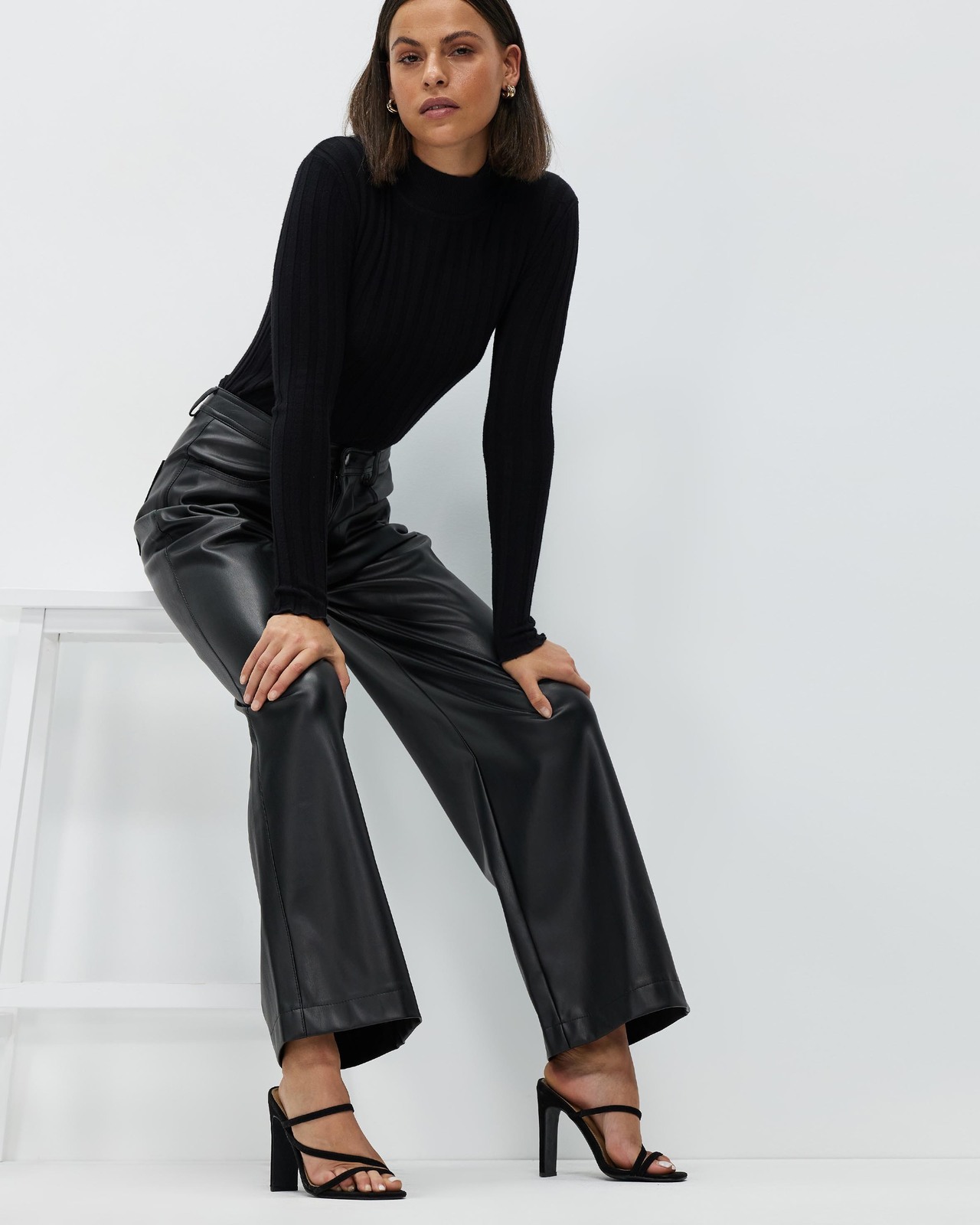 Ciara Wide Leg Leather Look Pants