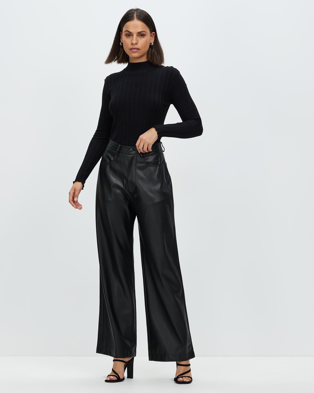 Ciara Wide Leg Leather Look Pants
