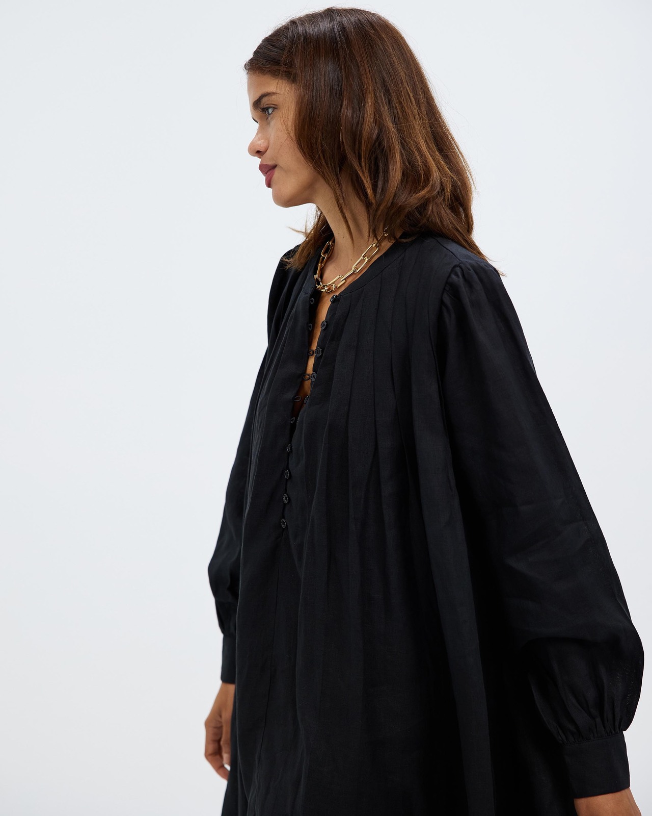 Pleat Linen Dress