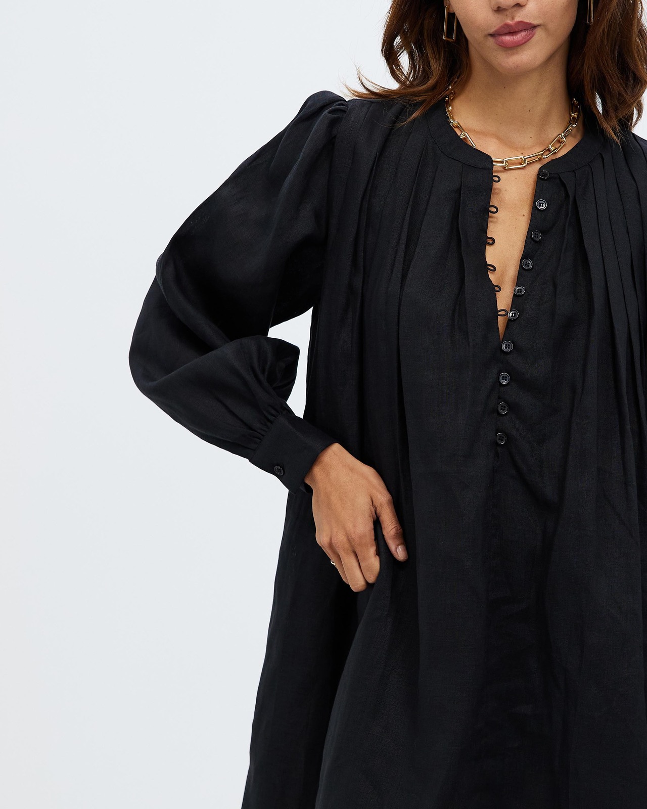 Pleat Linen Dress