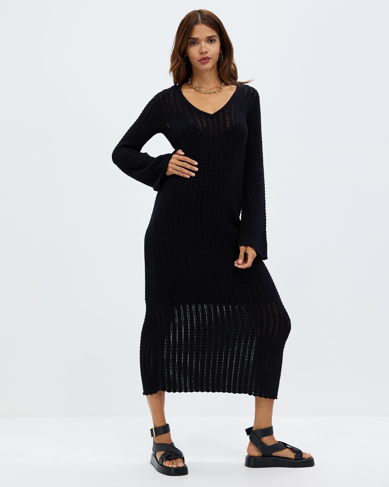 Long Sleeve Crochet Dress